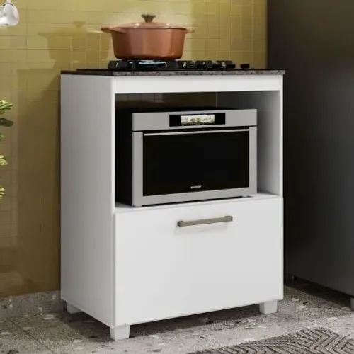 Balcão p/ Cooktop 4Bcs Turim Fiorello Branco - Entrega Rápida! 