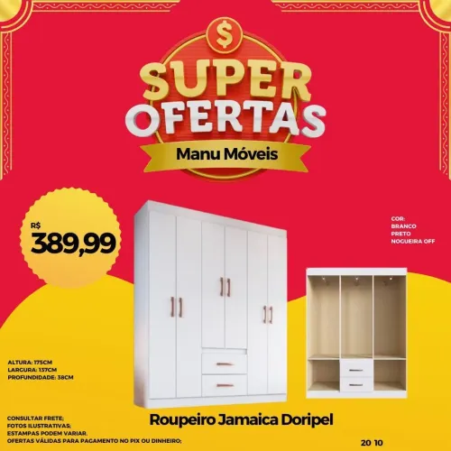 Roupeiro Jamaica Doripel 6 Portas - Branco