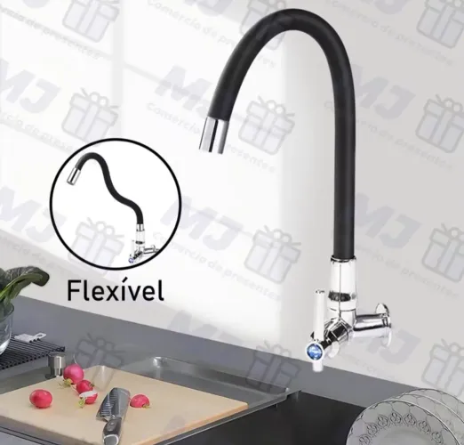 Torneira de Cozinha Flexível Preta - Alta Qualidade