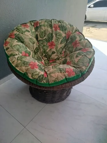 Conjunto de Cadeiras de Vime com Almofadas Florais 