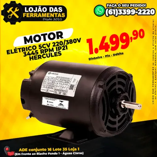 Motor Elétrico 5Cv 220/380v 3445 Rpm Ip21 Hercules