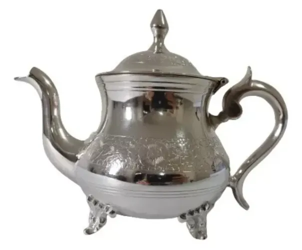 Bule Antigo Banho Prata White C/ Flores Entalhadas E Pés