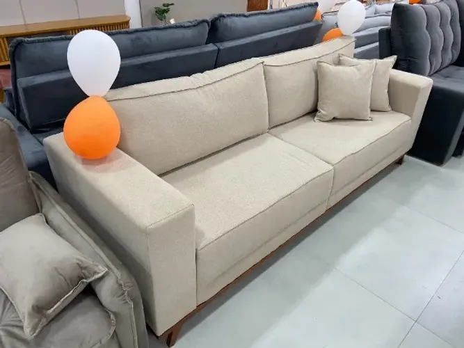 Sofá Fixo 2,40m com Molas Ensacadas no Linho - Conforto e Elegância