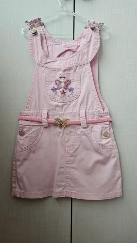 Macacão Jeans  Menina - Rosa 