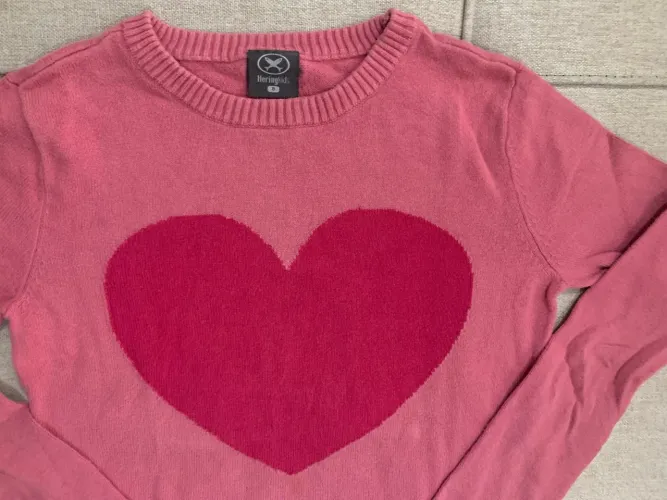 Suéter rosa com coração Hering Kids TAM 8 