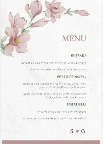 Cardápio casamento 