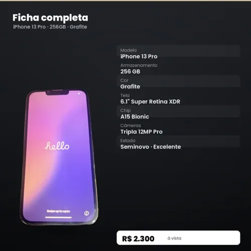 iPhone 13 Pro 256GB - Grafite | Seminovo