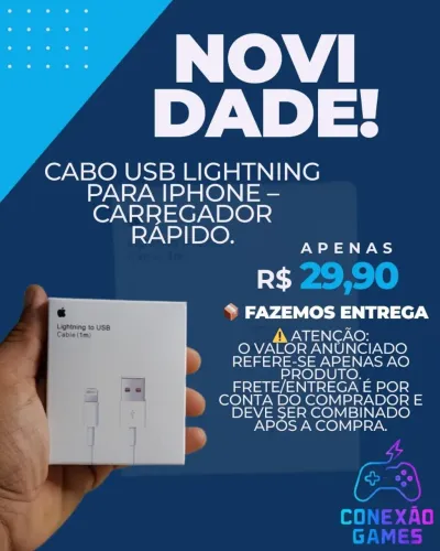 Cabo USB Lightning para iPhone - Carregador Rápido