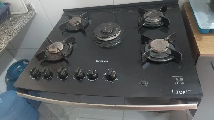 Fogão atlas 5 bocas mesa de vidro