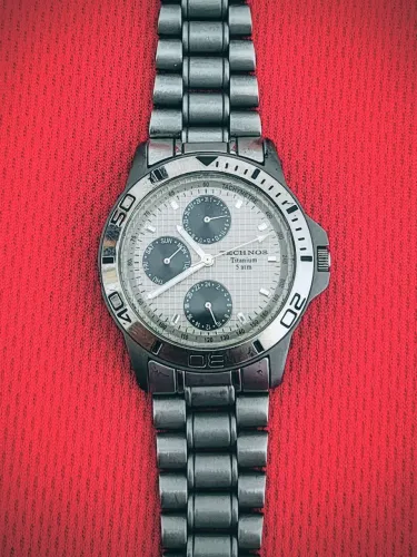 Relogio Technos Titanium 6P27 Multifunção Quartz anos 2000 vintage.<br>