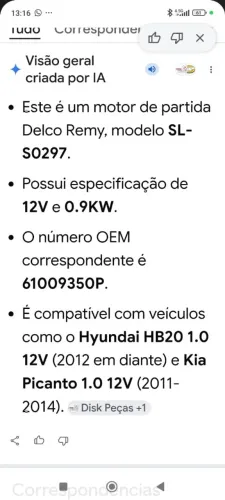 Motor de partida hb20