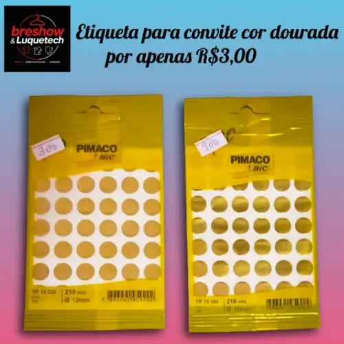 etiqueta para convite cor dourada redondo