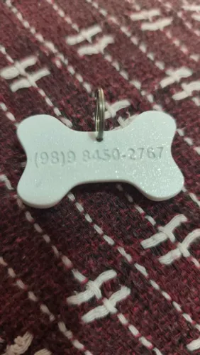 Plaquinha de identificação em forma de osso para pet