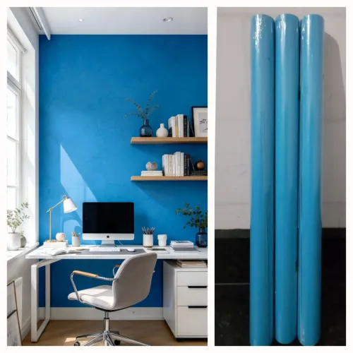 3 rolos de papéis de parede adesivo-azul 45cm x 2m