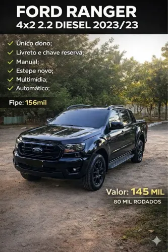 Ford Ranger Black 2.2 4X2 CD Diesel AUT 2023