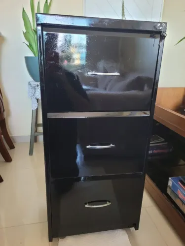 Gaveteiro Aço Preto com Chave (acompanha pastas)