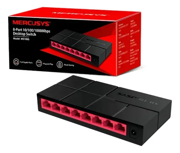 Switch de mesa Mercusys de 8 portas 10 100 1000mbps ms108g