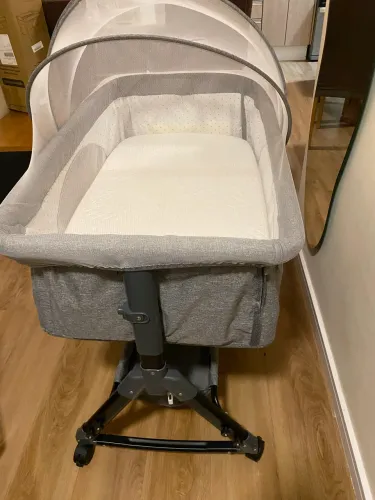 Berço Portátil Moises Co-bed Com Balanço Mosquiteiro e Cesto Cinza - Kababy