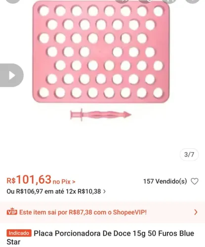 Placa de doce 15g com 50 furos