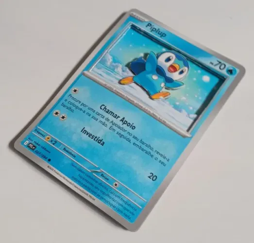 Carta pokemon 3D Piplup (027/094) - feito a mão - PT br - coleção fogo fantasmagórico