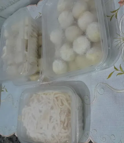 Massas artesanais , 350g espaguete, 500g nhoque tradicional  e 500g  nhoque recheado cala