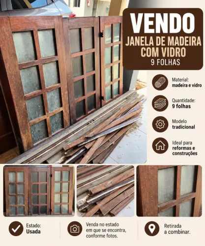 9 folhas janela madeira