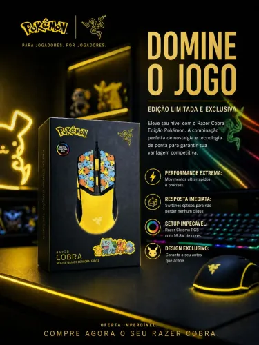 Mouse Gamer Razer Pokémon Cobra com RGB Personalizável