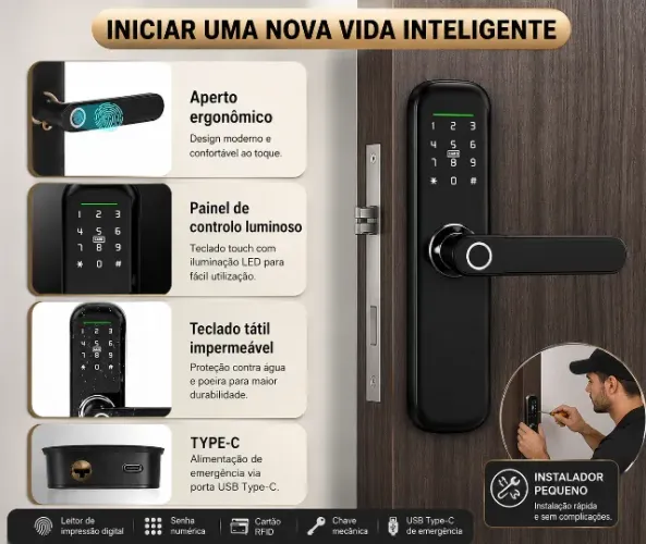 Fechadura biometrica instalada