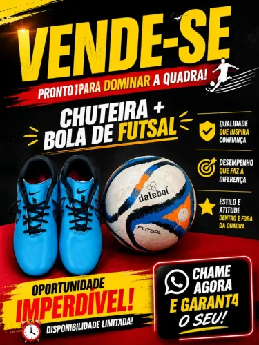 Chuteira society N°37 e bola futsal