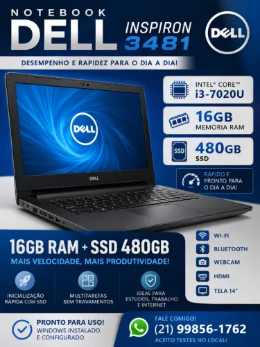 Notebook Dell Inspiron 3481 I3 7020U 16GB