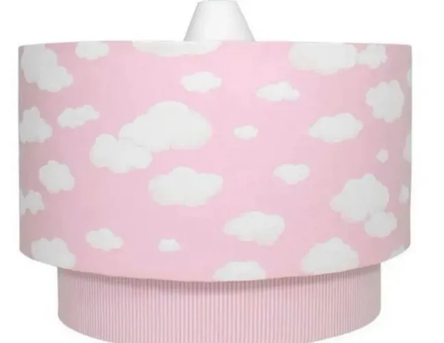 LUMINARIA Infantil PENDENTE R$80, c/NOVA rosa c/ ESTAMPA NUVENS Menina 