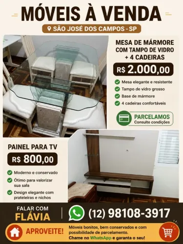 ? Transforme Sua Sala! Mesa de Mármore e Painel de TV à Venda