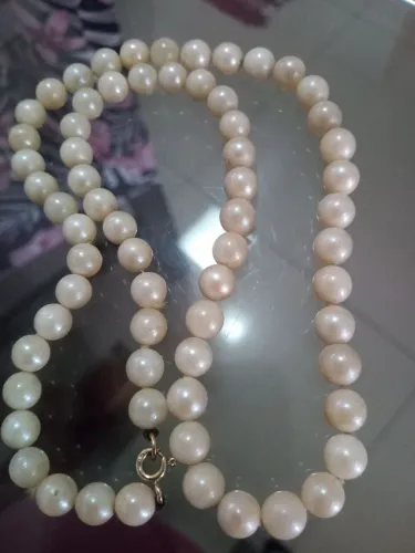 Colar pérolas autênticas com fecho de ouro 14