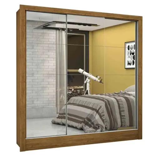 Guarda Roupa Dubai Casal Todo Espelhado 3 Portas 3 Gavetas Carioca _ pronta entrega