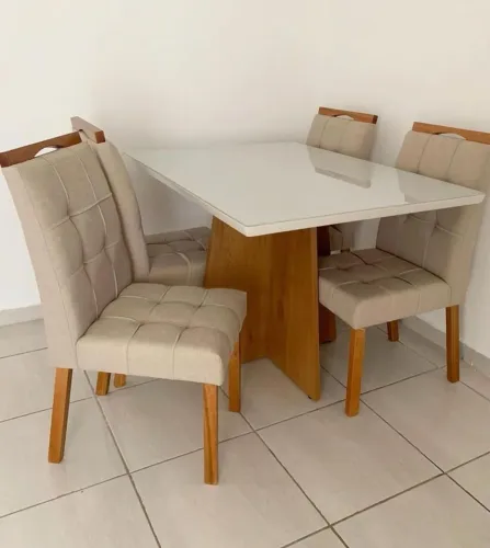 Mesa de Jantar Alice 120x90 Com 4 Cadeiras