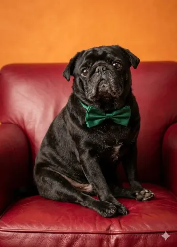 Pug preto cheio de paixão 