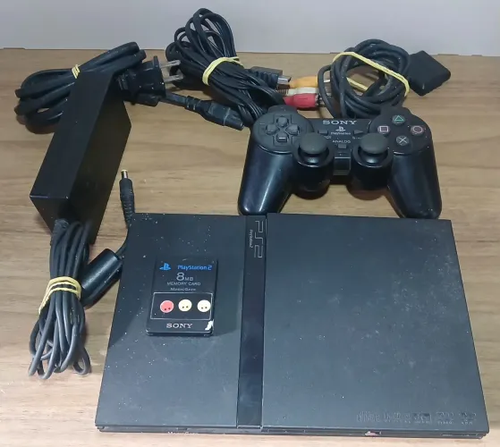 Sony PlayStation 2 Slim preto desbloqueado - Precisa de reparo na tampa 
