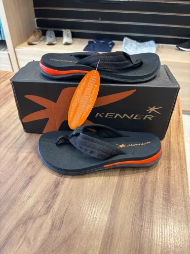 Sandália Kenner Action Gel Original - Preta com Laranja - Nova