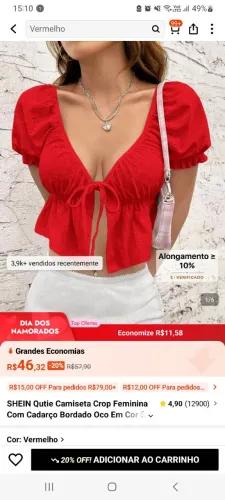 Blusa vermelha camponesa
