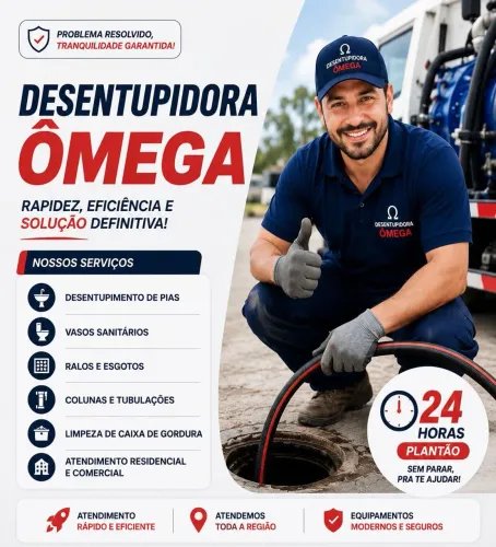 Desentupidora Ômega 24 horas open pendemos Londrina em região.