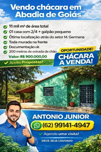 Chácara 11000m2 próximo a Goiânia