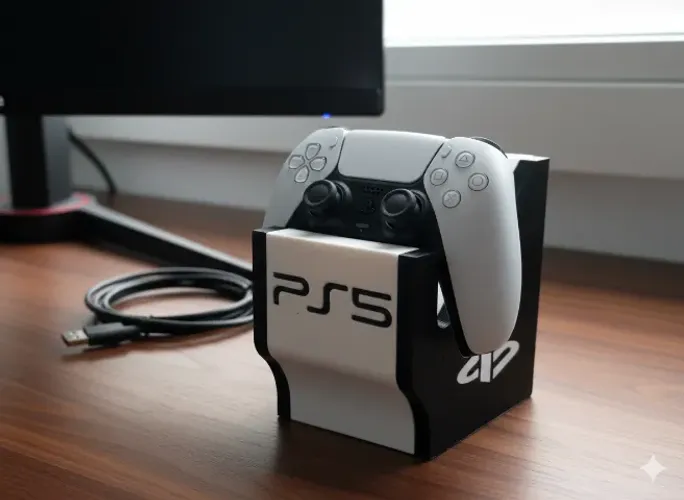 Suporte PS5 para Controle - Organizador Premium Preto e Branco (Estilo Oficial)