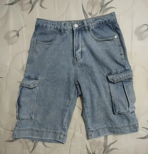 bermuda jeans shein cargo azul