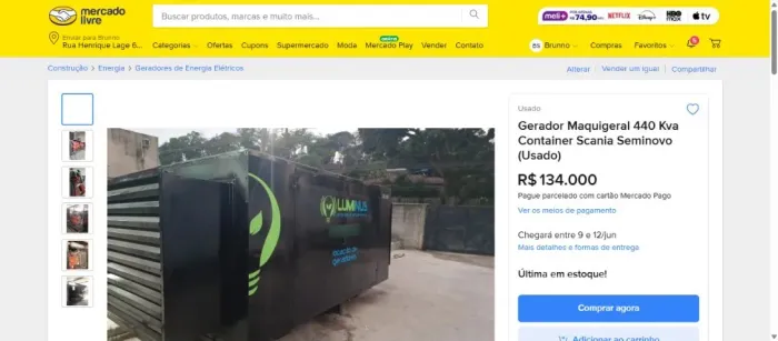 Gerador Maquigeral 440 Kva Container Scania Seminovo