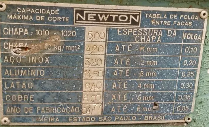 GUILHOTINA MECÂNICA NEWTON TM4 2050 x 5 MM | INDÚSTRIA PESADA | EXCELENTE OPORTUNIDADE