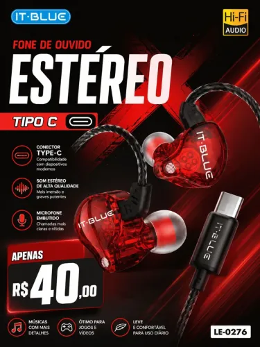 Fone de ouvido tipo C