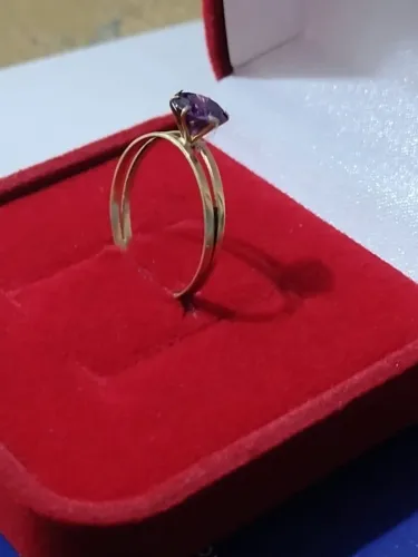 Anel Solitário 15 Anos Ouro 18 Kilates Peso 1.00 Grama Pedra Zircônia Lilas Temos todas C