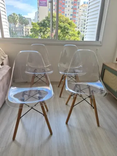 Conjunto Cadeiras Charles Eames Cristal