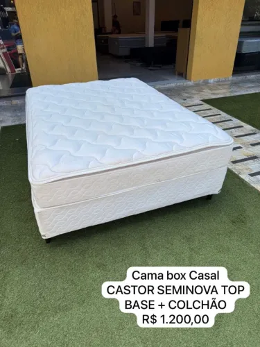 Cama box Casal CASTOR COM COLCHÃO SEMINOVO - Entrego!