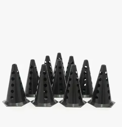 Kit Com 10 Cones Demarcatórios Furados 23cm Treino Fitness Funcional Exercícios z1530
